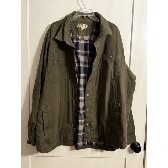 DULUTH Canvas Army Green Jacket Shacket Lined Sz 4XL Gorpcore Farm Work - Picture 1 of 12